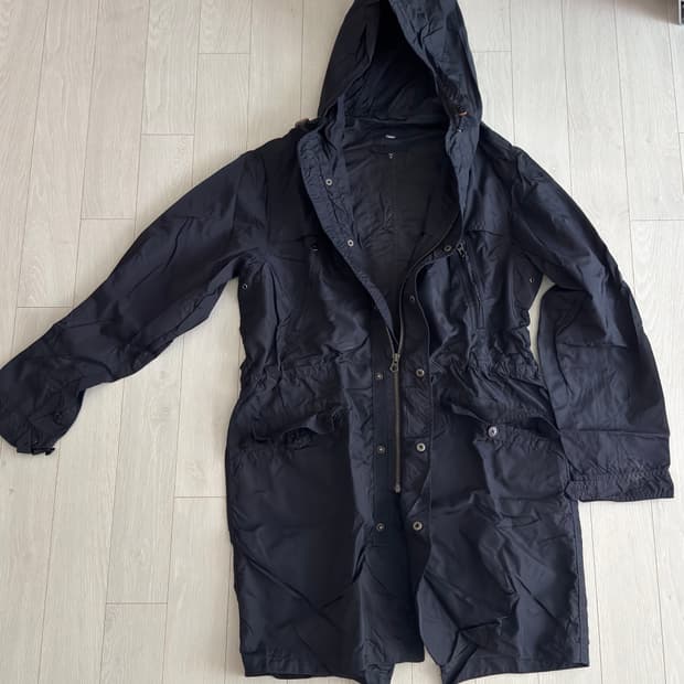 [100] 갭 네이비 발수 나일론 야상 코트 IDEAL 지퍼