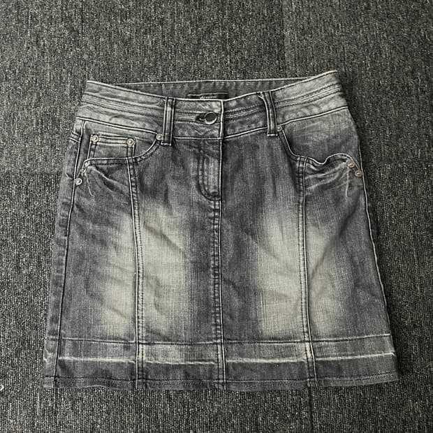 빈티지 흑청 데님 미니스커트