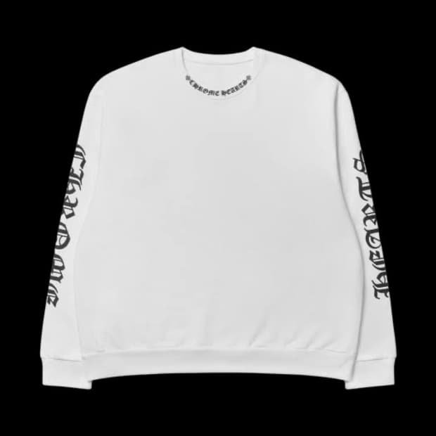 크롬하츠 넥 로고 크루넥 스웨트셔츠 화이트