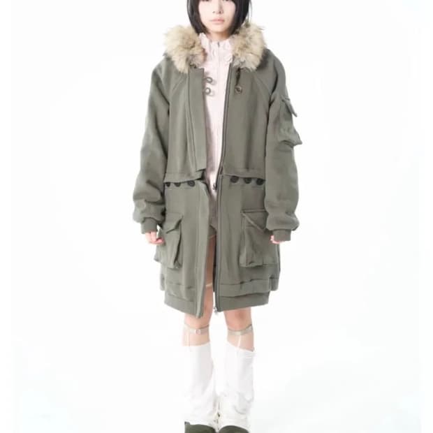 오스하이 투웨이 퍼 후드집업 카키