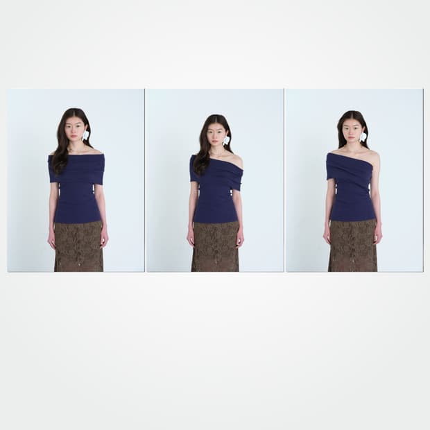 콜로신스 BACK TIE OFF SHOULDER TOP INDIGO