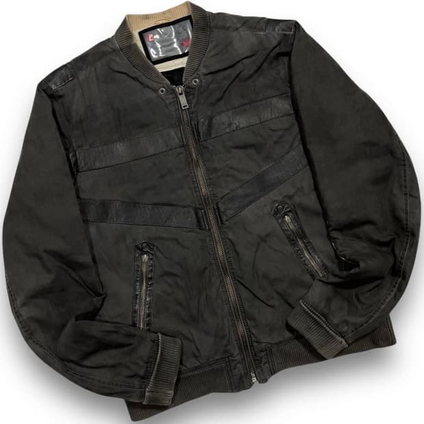 디젤 빈티지 램 레더 봄버 자켓