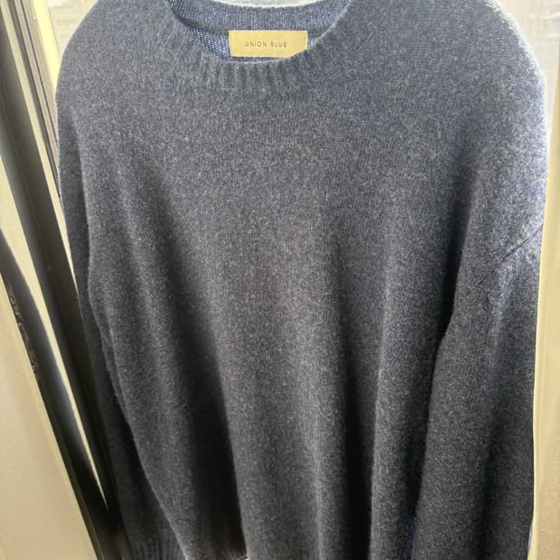 (L) 유니온블루 UNION BLUE 울캐시미어 멜란지 네이비 니트