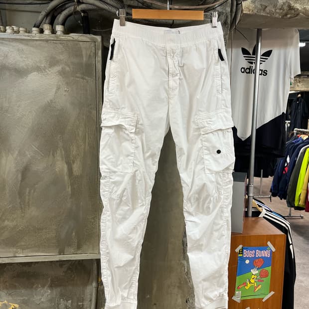 스톤 아일랜드 22SS 와펜 패치 밴딩 카고 팬츠 화이트 W30 #csz