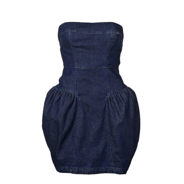 미스식스티 튜브탑 데님 벌룬 드레스