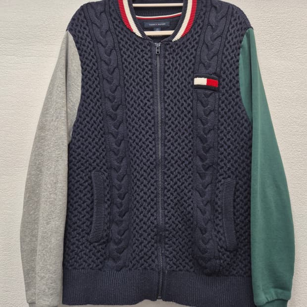 타미힐피거 케이블 니트 집업 / 100(정품)