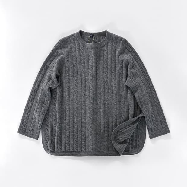 45rpm 울 케이블 니트 크루넥 스웨터