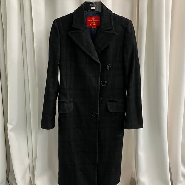 비비안웨스트우드 레드 라벨 블랙 체크 롱코트 40