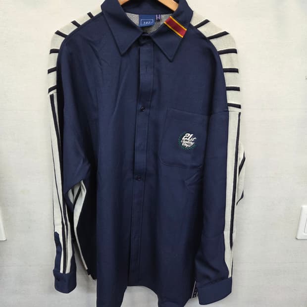 로맨틱크라운 패브릭 리버스 니트 셔츠 L 오버핏 