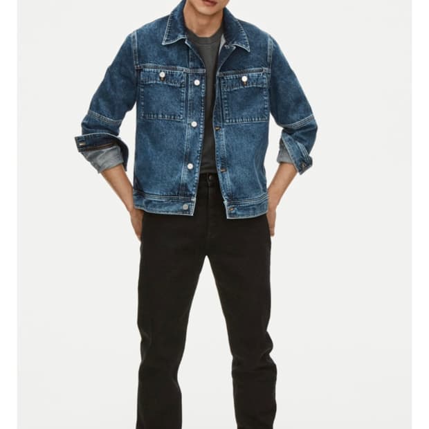 COS 코스 남자 크롭 데님 자켓 블루 M