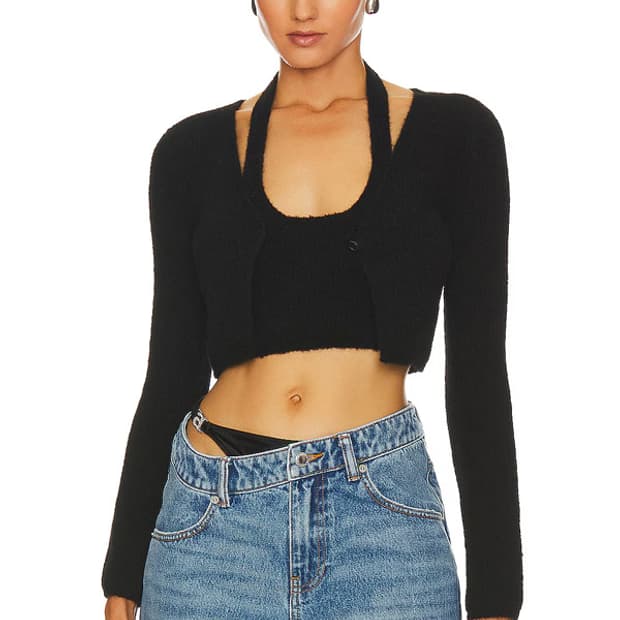 알렉산더왕 홀터넥 레이어드 크롭 니트 가디건 새상품