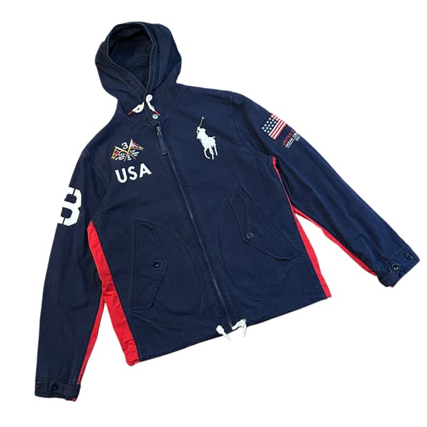 폴로 빅포니 성조기 후드집업 자켓 (M-L)