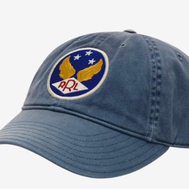 RRL 가먼트다이 트윌 볼캡 블루