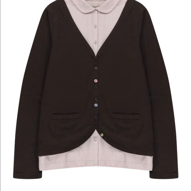 코이세이오 가디건 LAYERED SHIRT CARDIGAN BROWN
