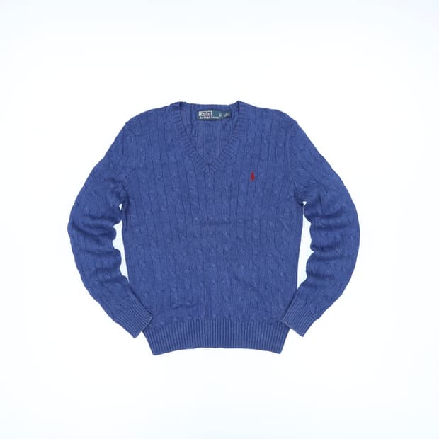 M 폴로 랄프로렌 브이넥 케이블 니트 N7553