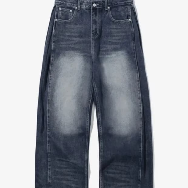 트릴리온 사이드 턱 스냅 버튼 와이드 데님 팬츠