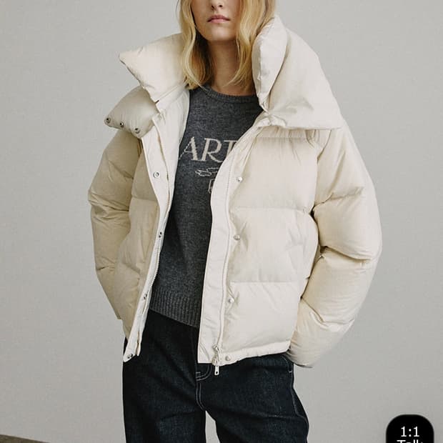 누아 더블 하이넥 덕다운 숏패딩 (새)