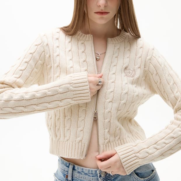 라티젠 집업 케이블 가디건