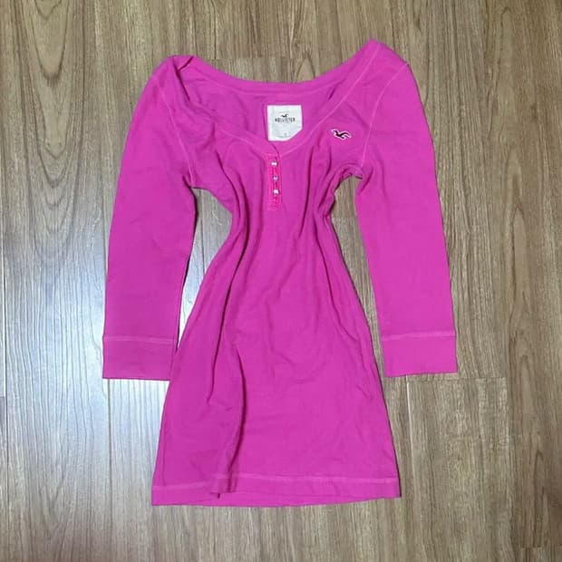 홀리스터 핑크 긴팔 티셔츠 오네갸루 와투케 긱시크 그런지 핀터깔 로걀