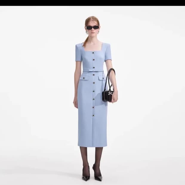 셀프포트레이트 블루 미디 드레스 UK 10