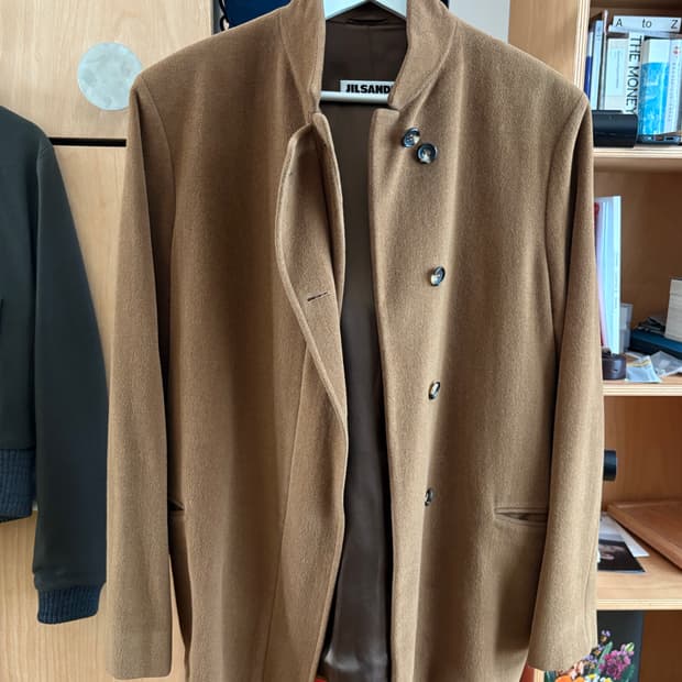 질샌더 스탠드카라 앙고라 자켓