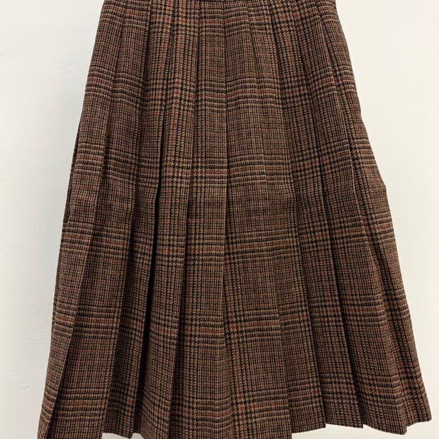 빈티지 브라운 플리츠 울 스커트