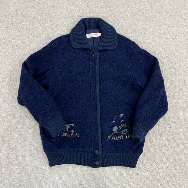 90 까르뜨 자수 모 니트 카라 집업 0130M1