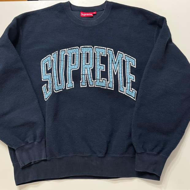 슈프림 인사이드 아웃 크루넥 네이비 L