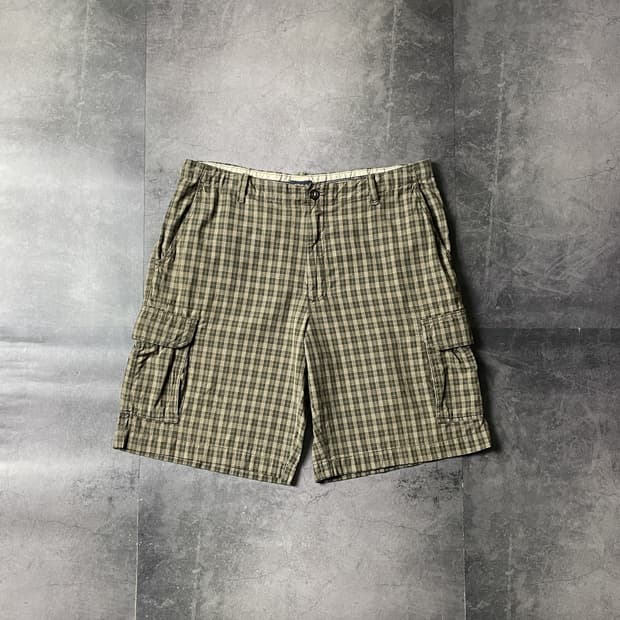 IZOD 아이자드 빈티지 브라운 체크 카고 하프 팬츠 A00775