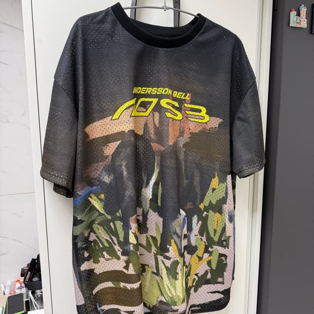 앤더슨벨 COW PRINTED MESH T-SHIRTS atb1288m 