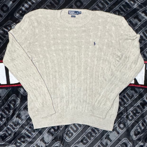 폴로 랄프 로렌 케이블 니트 그레이