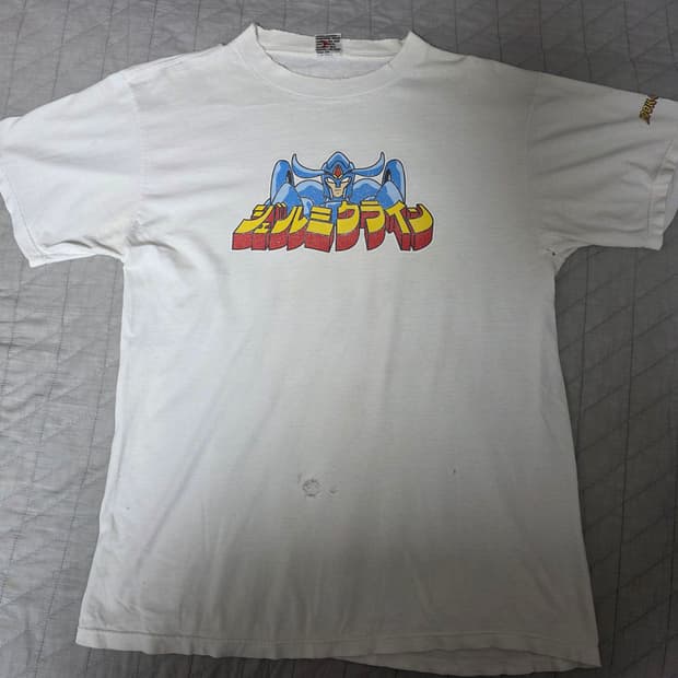 [L] 90s 훅업스 HOOK UPS 빈티지 티셔츠 화이트 트래쉬드