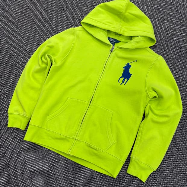 폴로 후드집업 연두