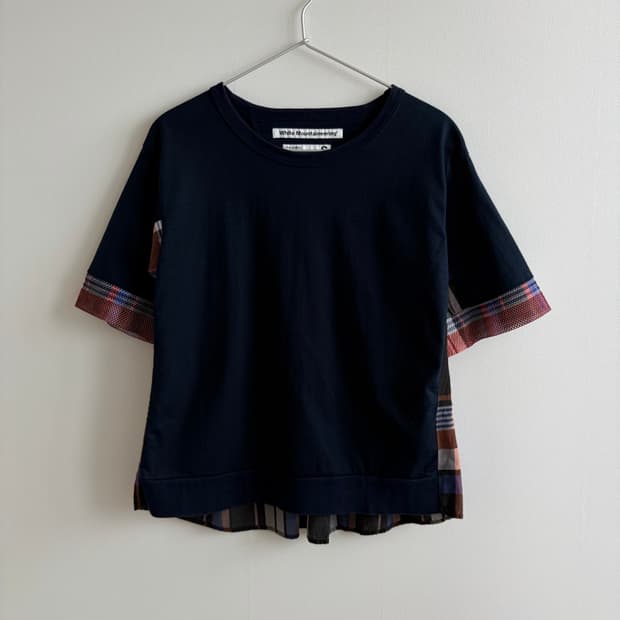 White Mountaineering 체크 배색 티셔츠