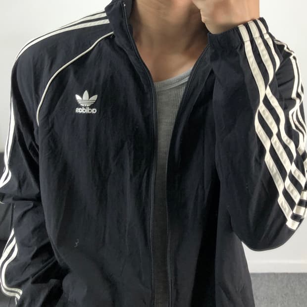 아디다스 정품 나일론 sst 3stripes 바람막이 검흰