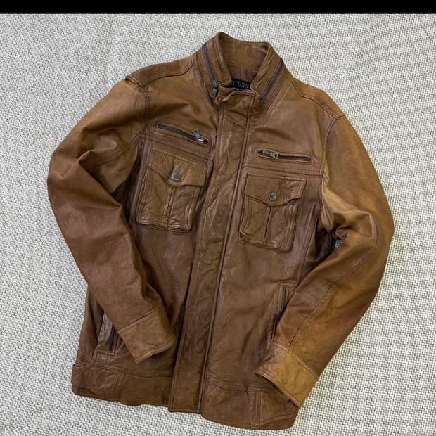 GUESS 게스 남성 가죽 자켓 