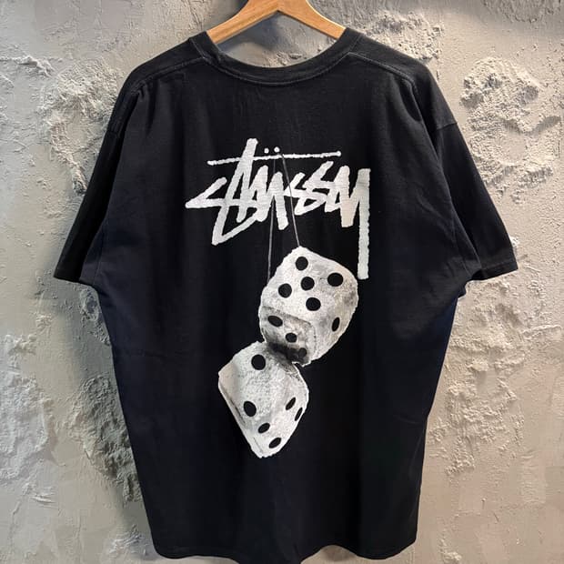 XL 스투시 STUSSY 오리지널 다이스 그래픽 로고 반팔 티셔츠 블랙