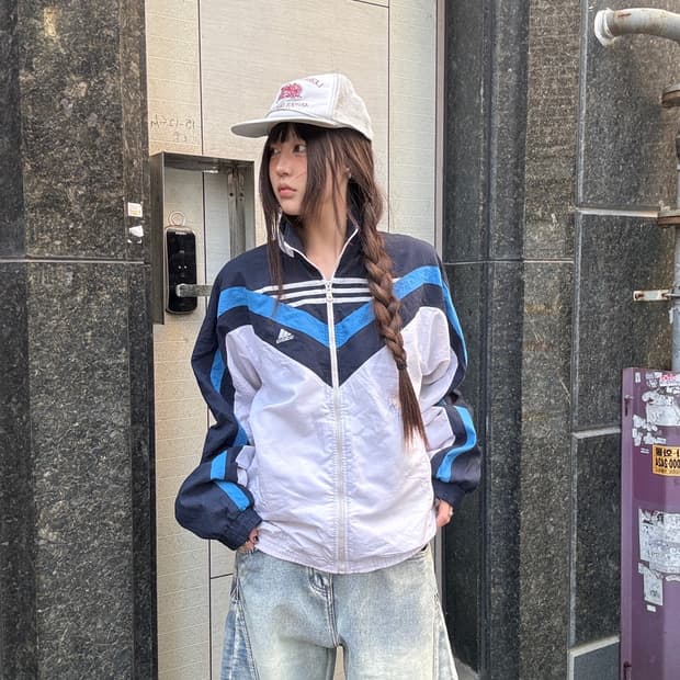 90s 올드스쿨 ADIDAS 배색 바람막이 점퍼