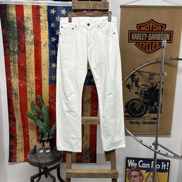 00s 리바이스 재팬라인 505 화이트데님팬츠 레귤러 스트레이트 N727