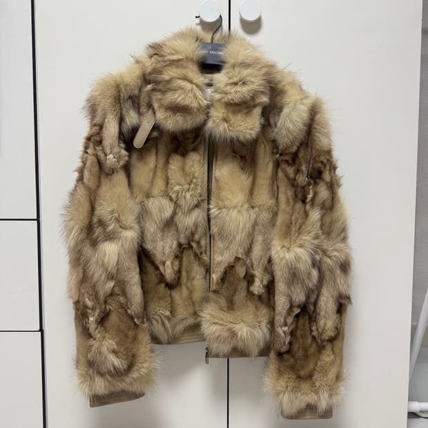 Anivee 양가죽/여우털 100 % 모피 퍼 가죽자켓 갸루 Y2k
