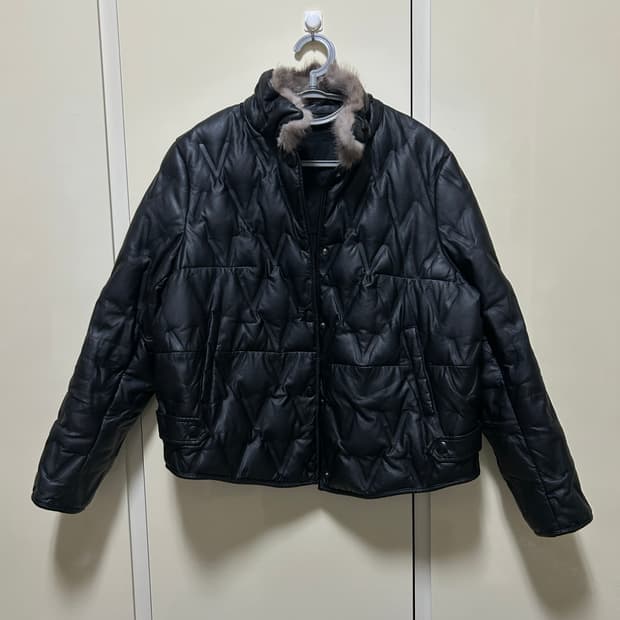 [재판매] 빈티지 레더 경량패딩 자켓