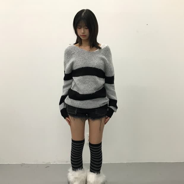 Colza Y2k Acrylic StripedSweaters