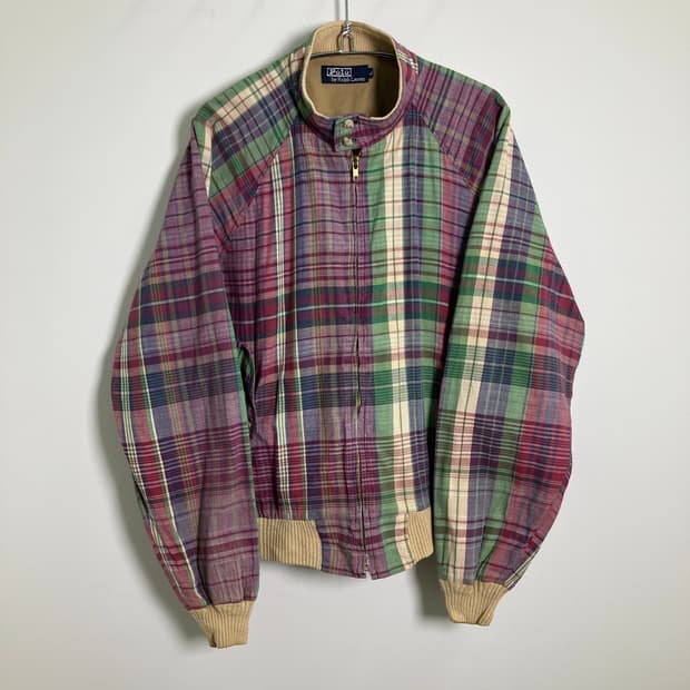 90's 폴로 랄프로렌 빈티지 마드라스 체크 스윙탑 자켓 L