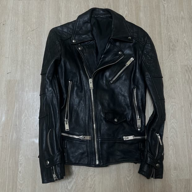 남성 천연 양가죽 더블 라이더 가죽자켓 L/100 