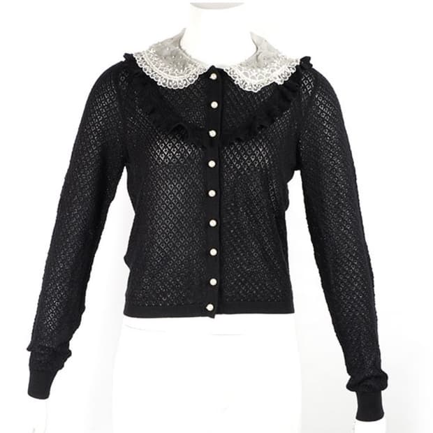 미우미우 블랙 카라 가디건 40