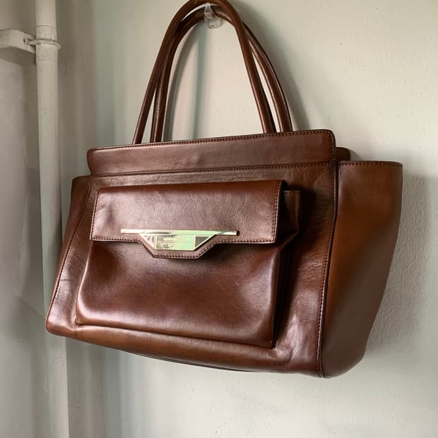 weekend maxmara 브라운 레더 토트백