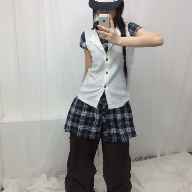 데일리 체크 브라운 모리 세트