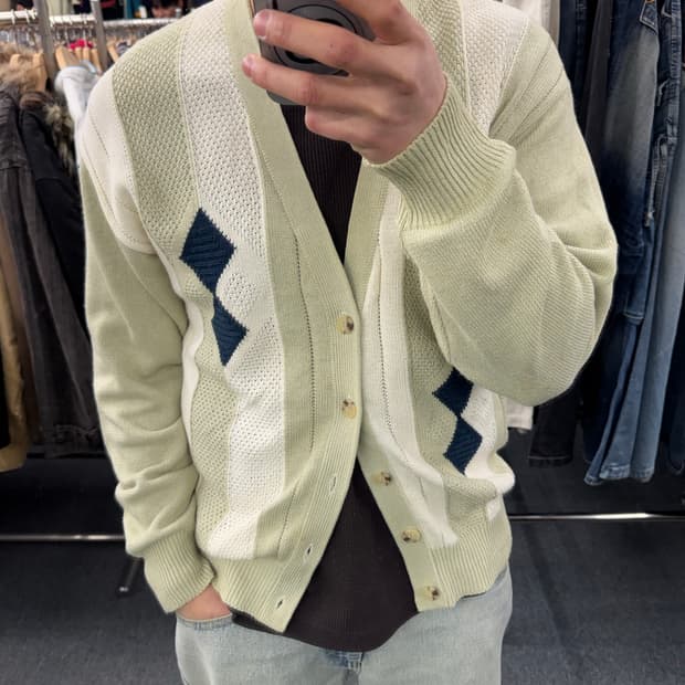 L)Japanese vintage 아가일 패턴 가디건
