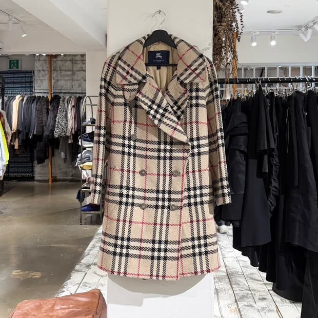 버버리 베이지 노바 체크 울 코트