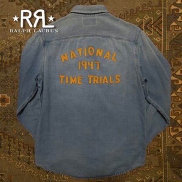 RRL 임브로이더 헤링본 워크셔츠 S